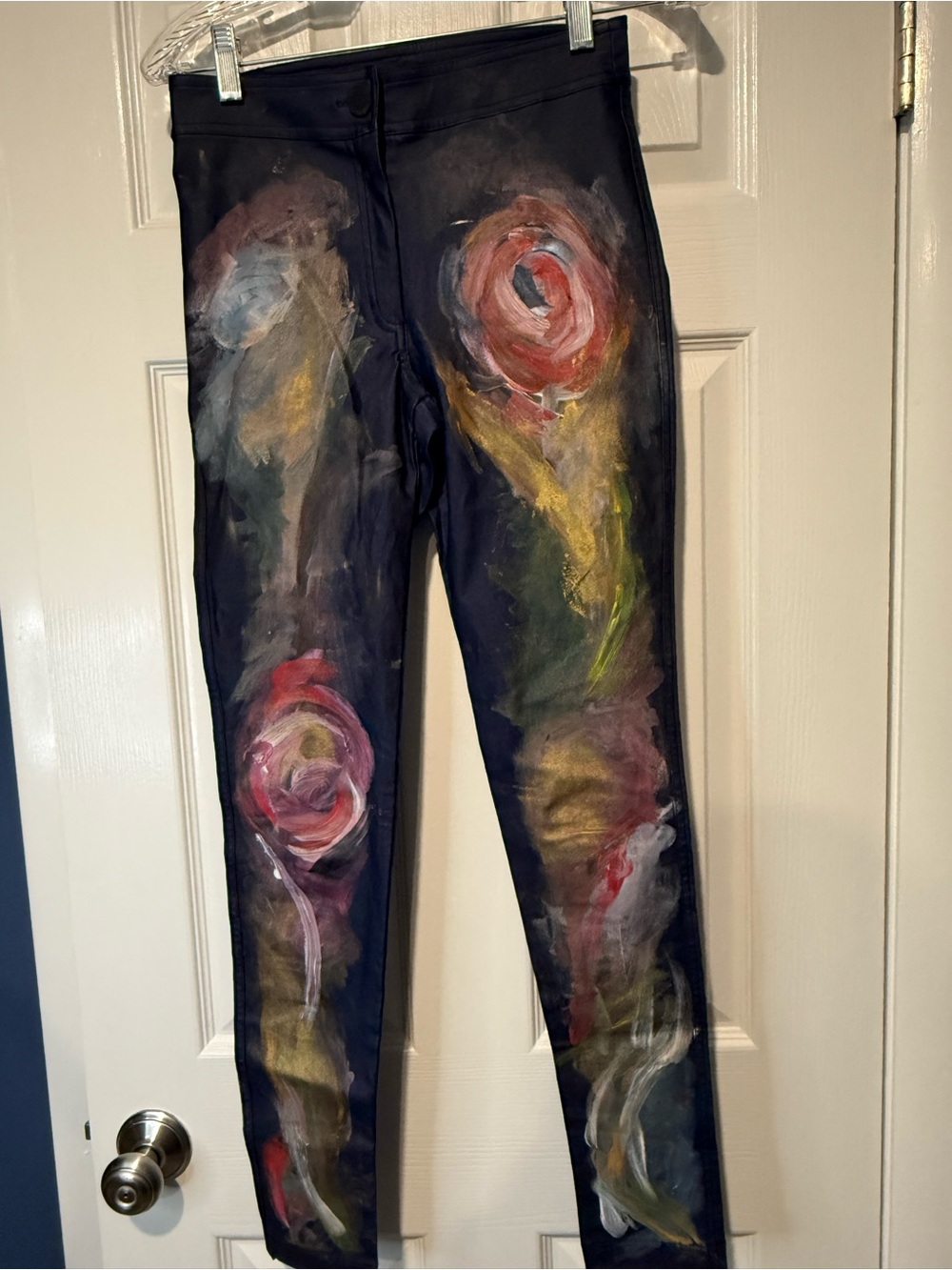 Daniela Corte Waxed Custom Hand-Painted Skinny Jeans